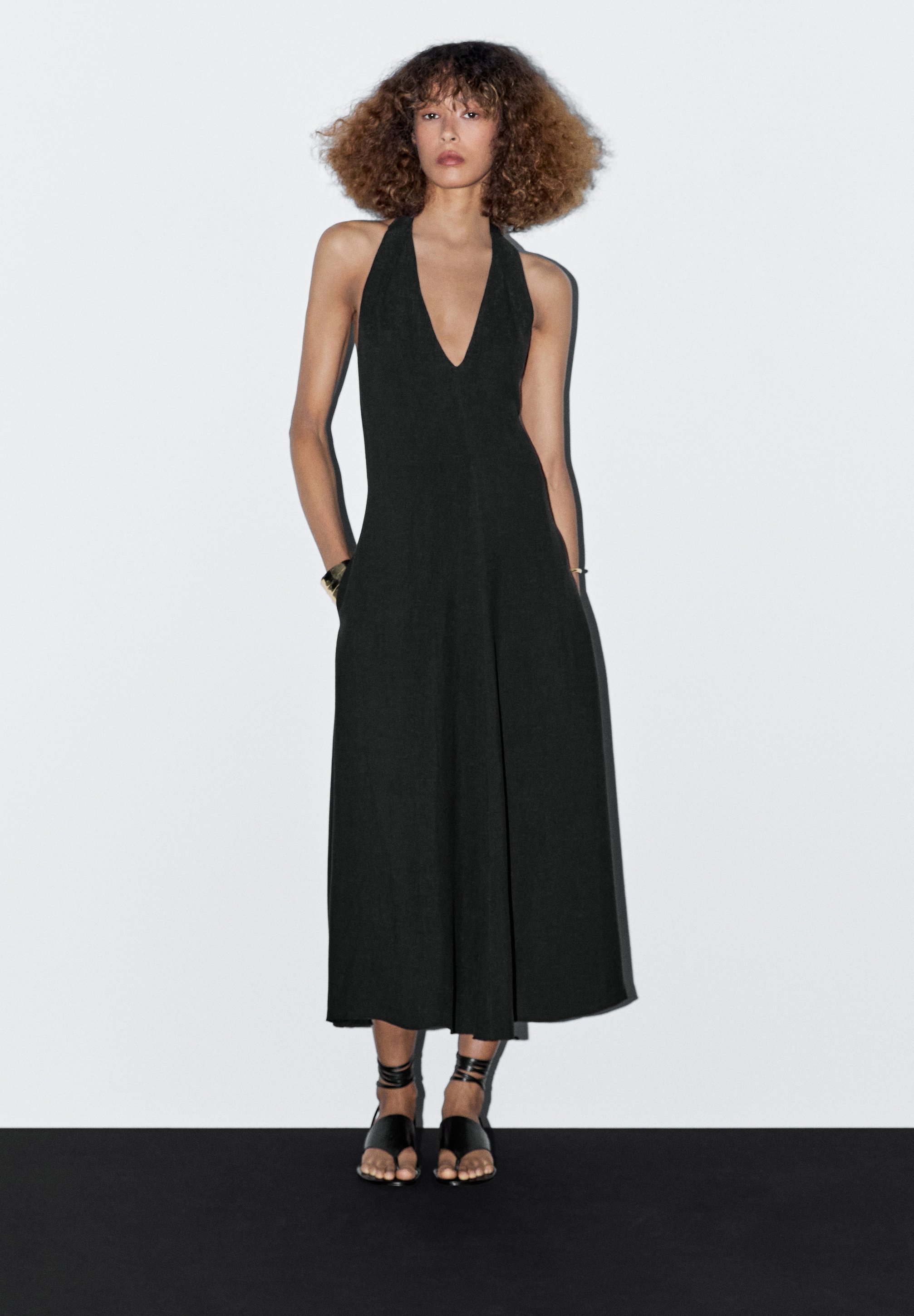 Massimo Dutti HALTER MIDI WITH LOW-CUT BACK - Cocktail dress