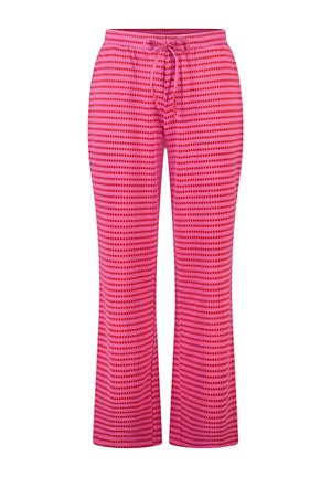 Pantalon en maille à jambes larges rayé rose et rouge avec taille à cordon.
