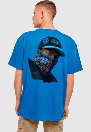 HOODED GUY OVERSIZE TEE - Print T-shirt -  blue