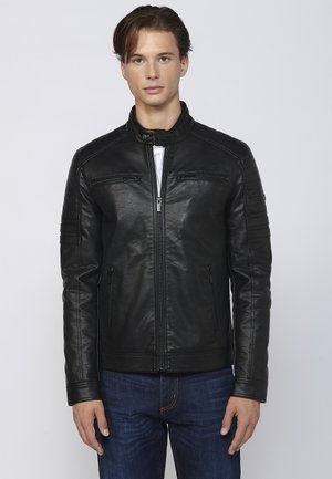 EFFECT - Faux leather jacket - black