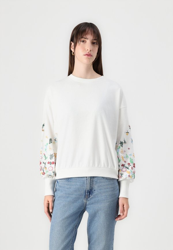ONLBROOKE O NECK FLOWER - Sweatshirt - cloud dancer