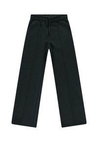 Zwarte sweatpants met een wijdpijpen ontwerp, gemaakt van een katoenmix, met een elastische tailleband en details langs de zijnaad.