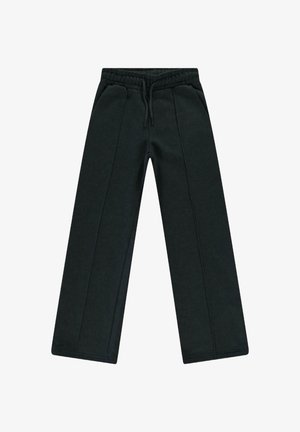 Zwarte sweatpants met een wijdpijpen ontwerp, gemaakt van een katoenmix, met een elastische tailleband en details langs de zijnaad.
