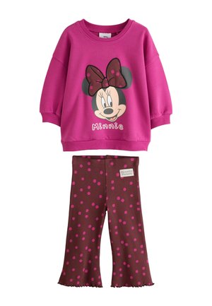 Next, SWEATSHIRT AND FLARE SET - Leggings - Trousers - berry pink minnie mouse spot