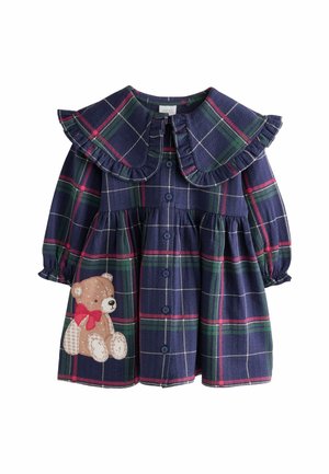 REGULAR FIT - LONG SLEEVE COLLARED - Tričkové šaty - navy teddy bear