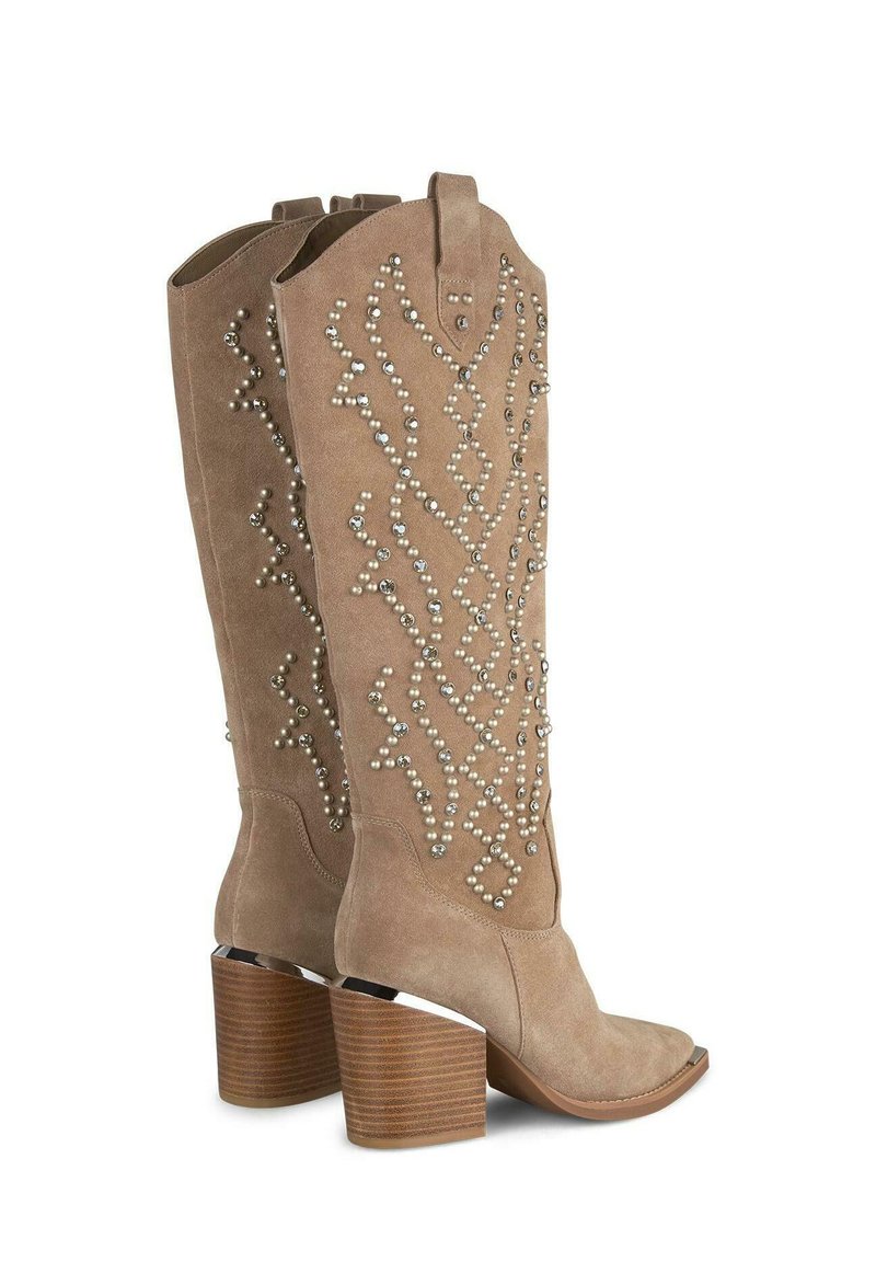 Alma en Pena Botas de tacón marrón jaspeado