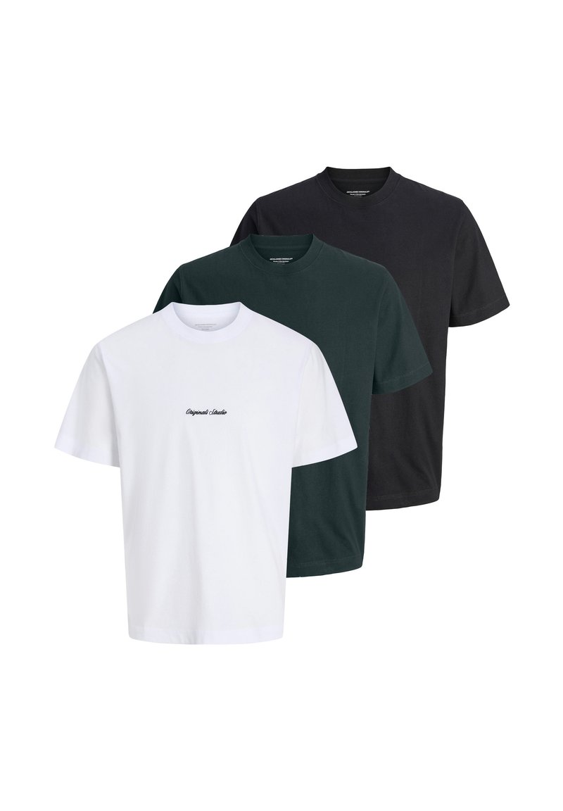 Jack & Jones 3ER PACK NORREBRO - T-shirts basic - schwarz weiß grau