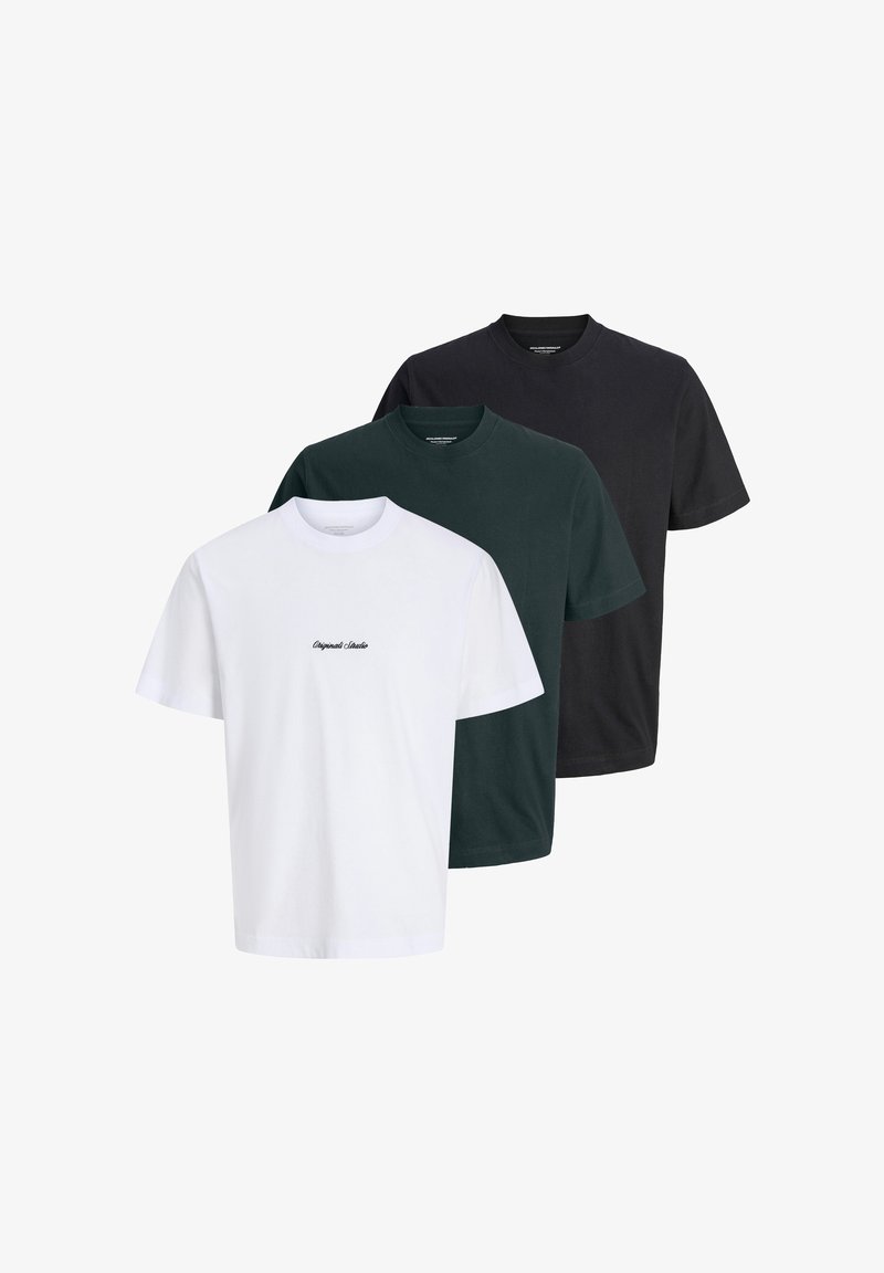 Jack & Jones 3ER PACK NORREBRO - T-Shirt basic - schwarz weiß grau