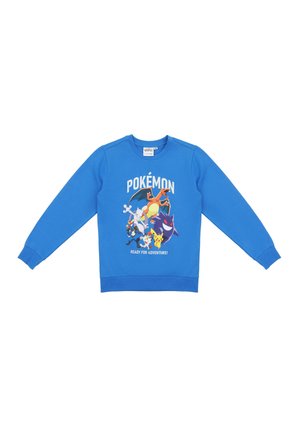 Blue long-sleeve sweatshirt with Pokémon characters and text "POKÉMON" and "READY FOR ADVENTURE" on the front.