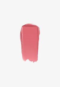 Smooth, rectangular smear of glossy pink lipstick or lip gloss on a white background.