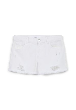 CON STRAPPI - Shorts di jeans - bianco lana