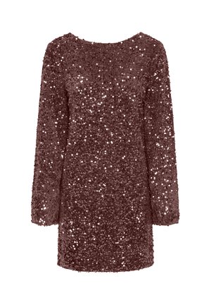 JDY, JDYSARA L/S SEQUINS DRESS JRS - Robe de soirée - rum raisin