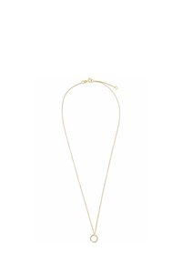 Collana in oro con un pendente circolare impreziosito da accenti luccicanti. Design semplice con una superficie liscia e chiusura regolabile.