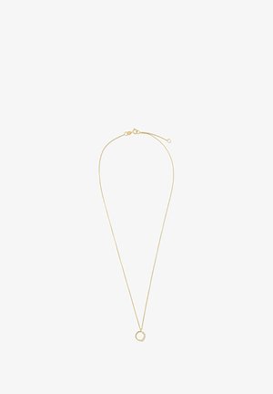 Collana in oro con un pendente circolare impreziosito da accenti luccicanti. Design semplice con una superficie liscia e chiusura regolabile.