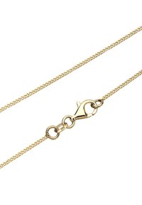 Collier chaîne couleur or avec un design tressé texturé, équipé d’un fermoir mousqueton et d’une petite ouverture circulaire pour ajustement.