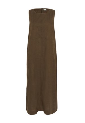 Bežu naktinukų su be rankovėmis, laisvo kirpimo, pagamintų iš lengvo audinio. Savybė – apvalus iškirpimas, šoninės kišenės ir užtrauktukas gale.