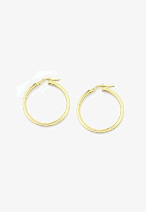 Aukso pakabukai su lygiu, atspindinčiu paviršiumi, apvalia forma ir saugiu užsegimu. Jie yra vidutinio dydžio ir lengvi.