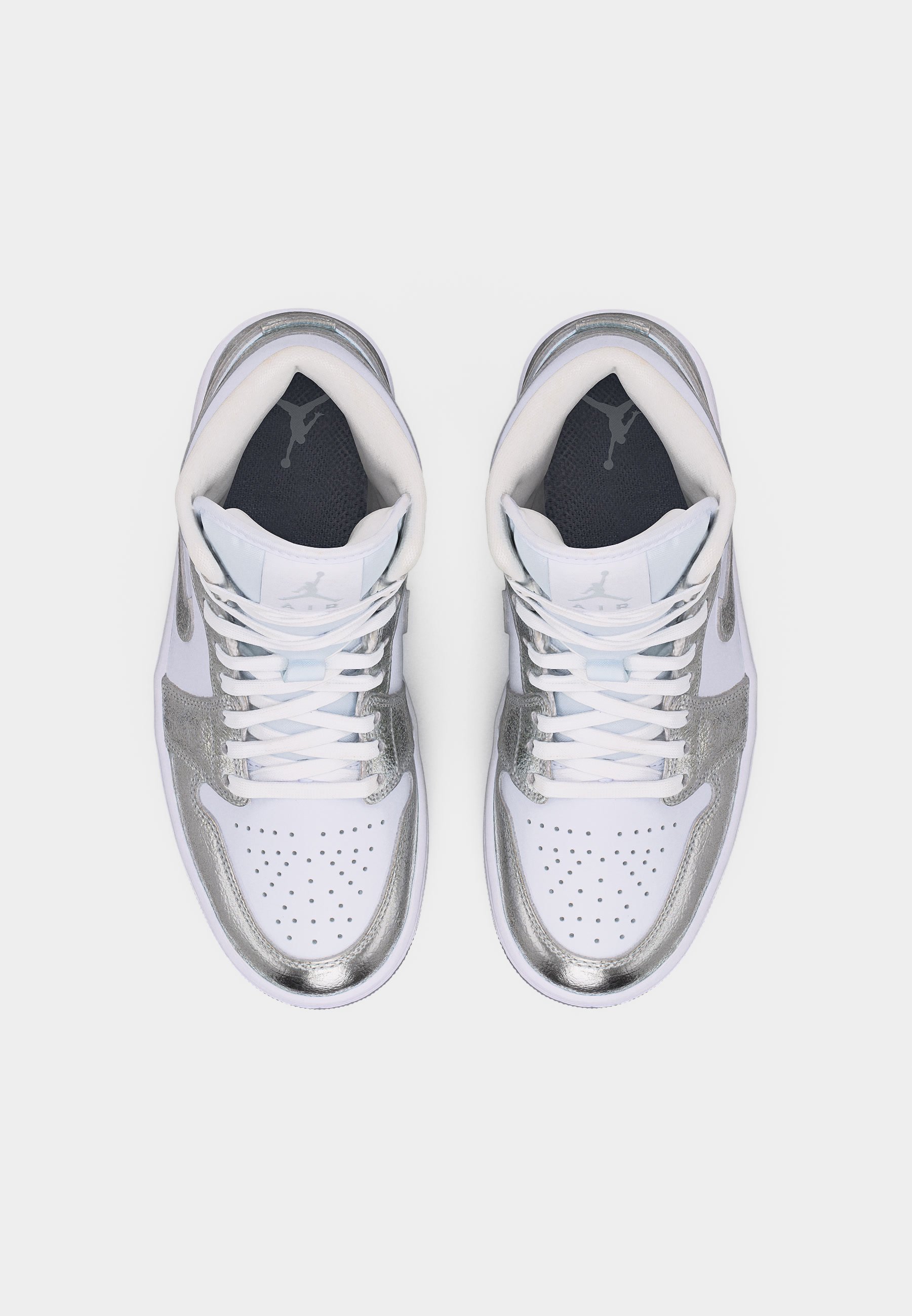 Jordan AIR JORDAN 1 MID SE - Sneakers high - white/metallic silver