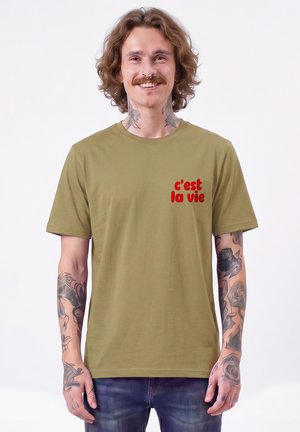 watapparel, CEST LA VIE UNISEX - T-shirt print - faded olive