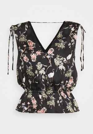 RUCHED SHOULDER FLOUNCE - Blouse - black