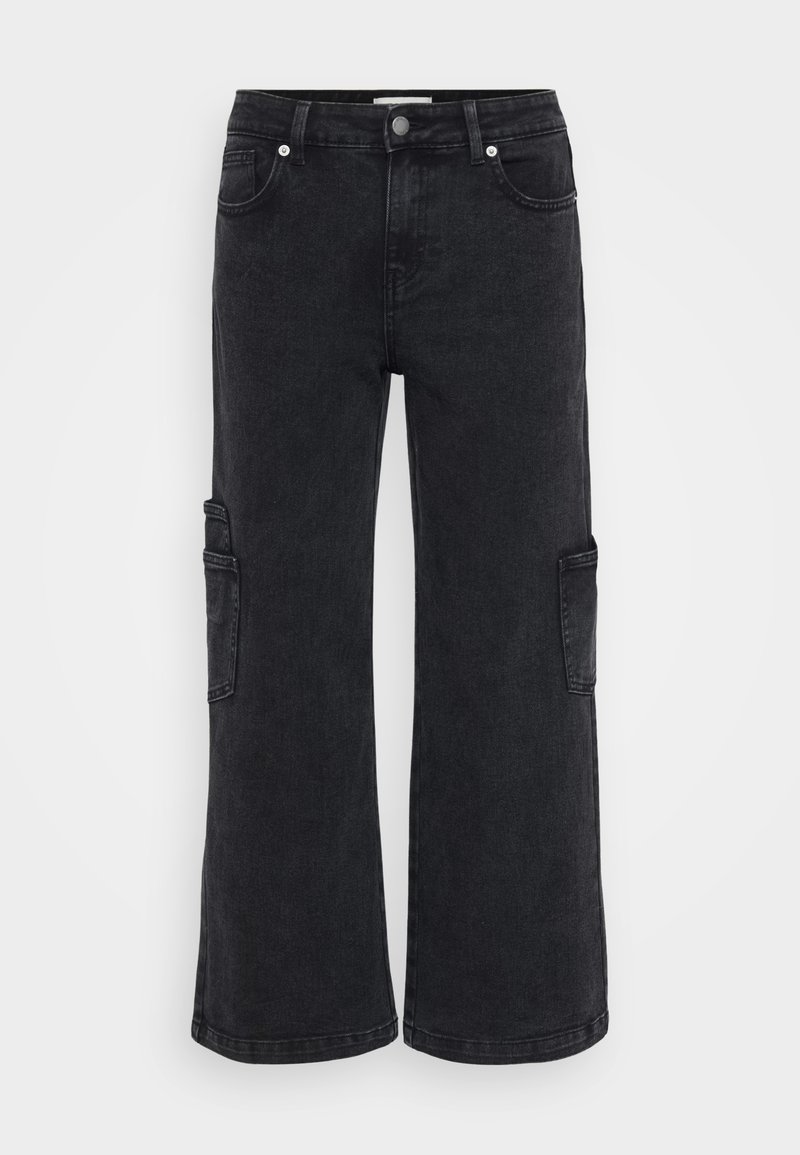 ONLY Petite ONLKIRA CARGO - Pernera ancha - washed black/denim negro ...