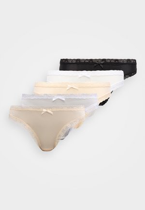 ESSENTIAL MICRO THONG 5 PACK - Tange - black/beige/white