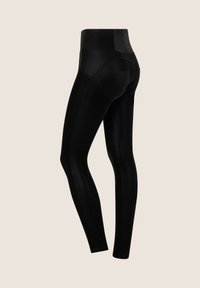 Sorte tights med høy liv, laget av glatt, stretch materiale. Har en konturert baklomme-design og en tettsittende silhuett.