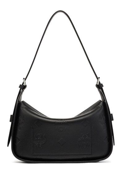 MCM AREN QUERFORMATIGE HOBO MIT ÜBERSCHLAG MIT GEPRÄGTEM M - Handtas - black