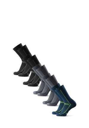 LONG DISTANCE CREW 5 PACK - Chaussettes de sport - multicolour black grey grey black blue yellow