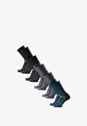 LONG DISTANCE CREW 5 PACK - Calcetines de deporte - multicolour black grey grey black blue yellow