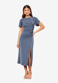 Lipsy RUCHED BUTTON FRONT SLEEVED  - Egyenes szabású ruha - blue