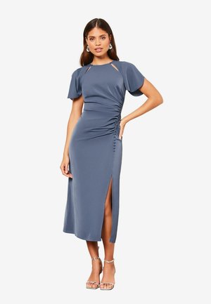 Lipsy RUCHED BUTTON FRONT SLEEVED  - Kotelomekko - blue