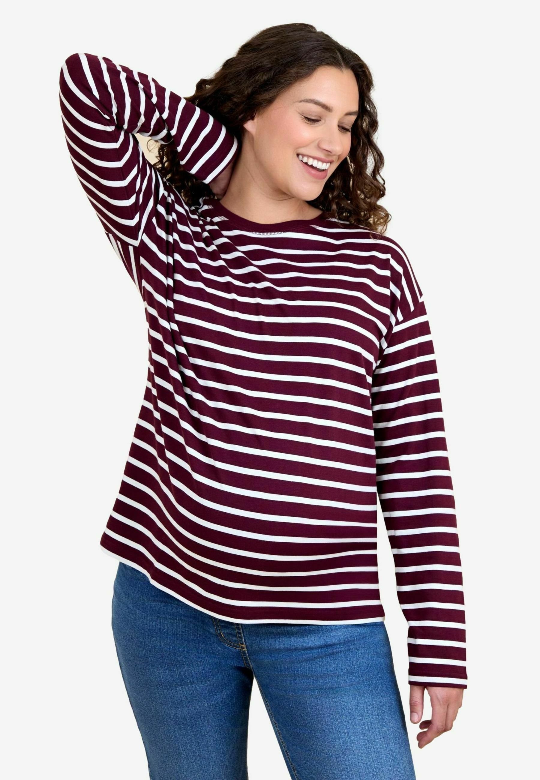 JoJo Maman Bébé STRIPE MATERNITY Maglietta a manica lunga wine