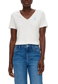 s.Oliver MIT STICK-DETAIL - T-Shirt print - ecru