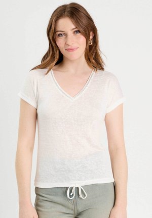 CUSS KNOT DETAIL - Basic T-shirt - ecru