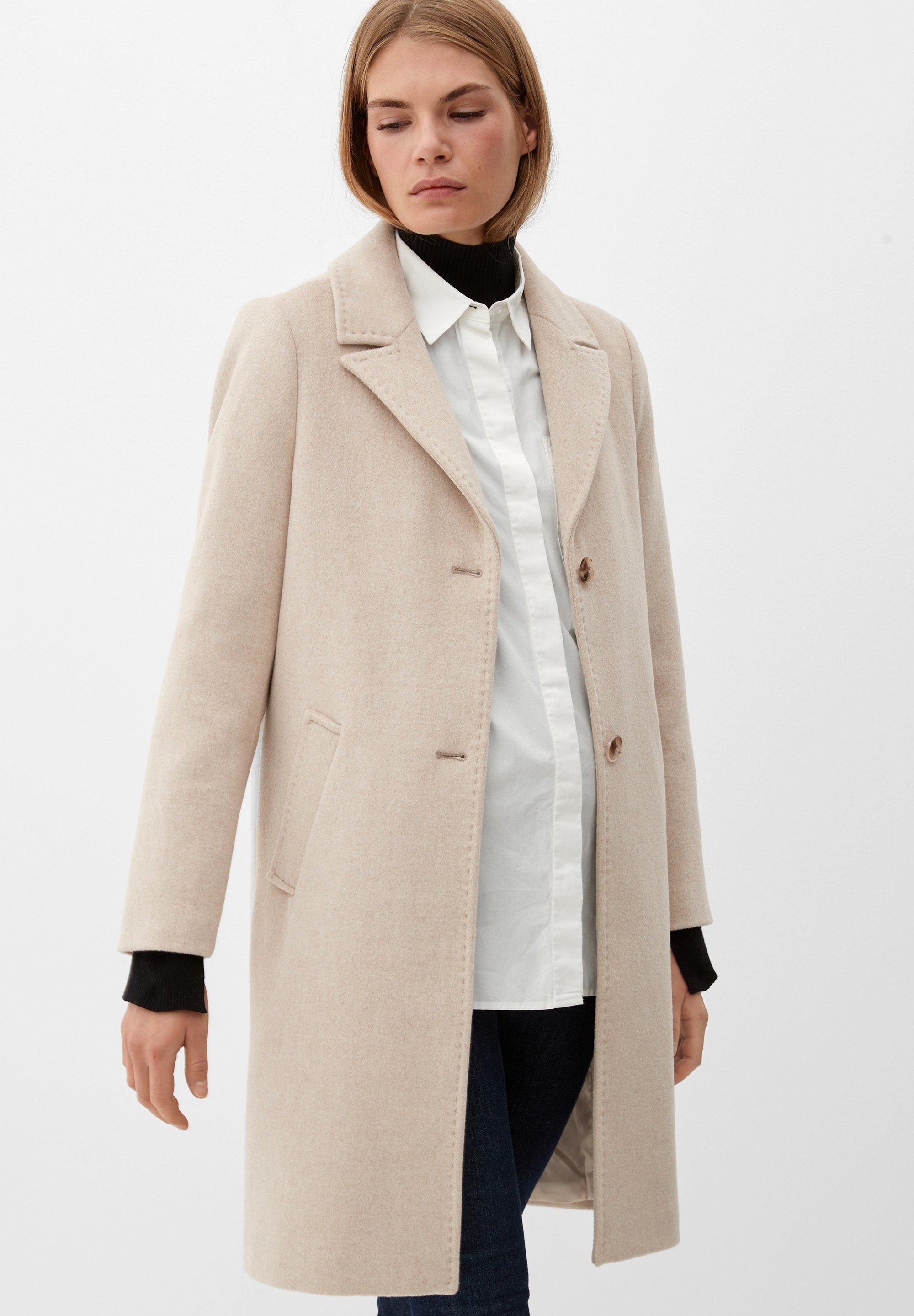 Coat Klassischer Mantel Damen Beige Wool Coat Damen Mantel