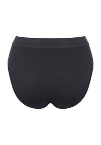 Zwarte katoenen slipjes met een naadloos ontwerp, ronde vorm en elastische tailleband. Biedt een zachte textuur en een eenvoudige, understated uitstraling.