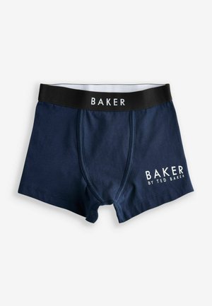Temno modri boksarji z črnovim pasom, na katerem je v belem napisan tekst "BAKER BY TED BAKER". Mehka tkanina s prilegajočim dizajnom.