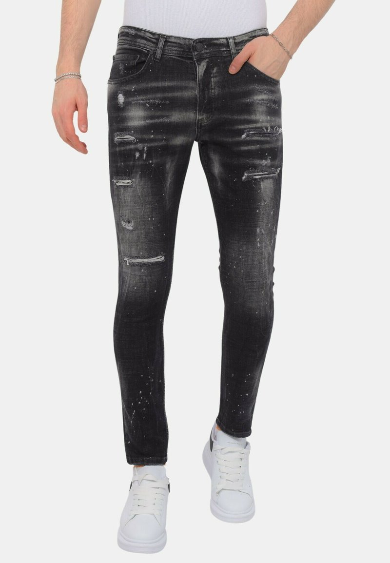 Local Fanatic PAINT SPLATTER DESTROY STOASH - Jeans Skinny Fit - zwart