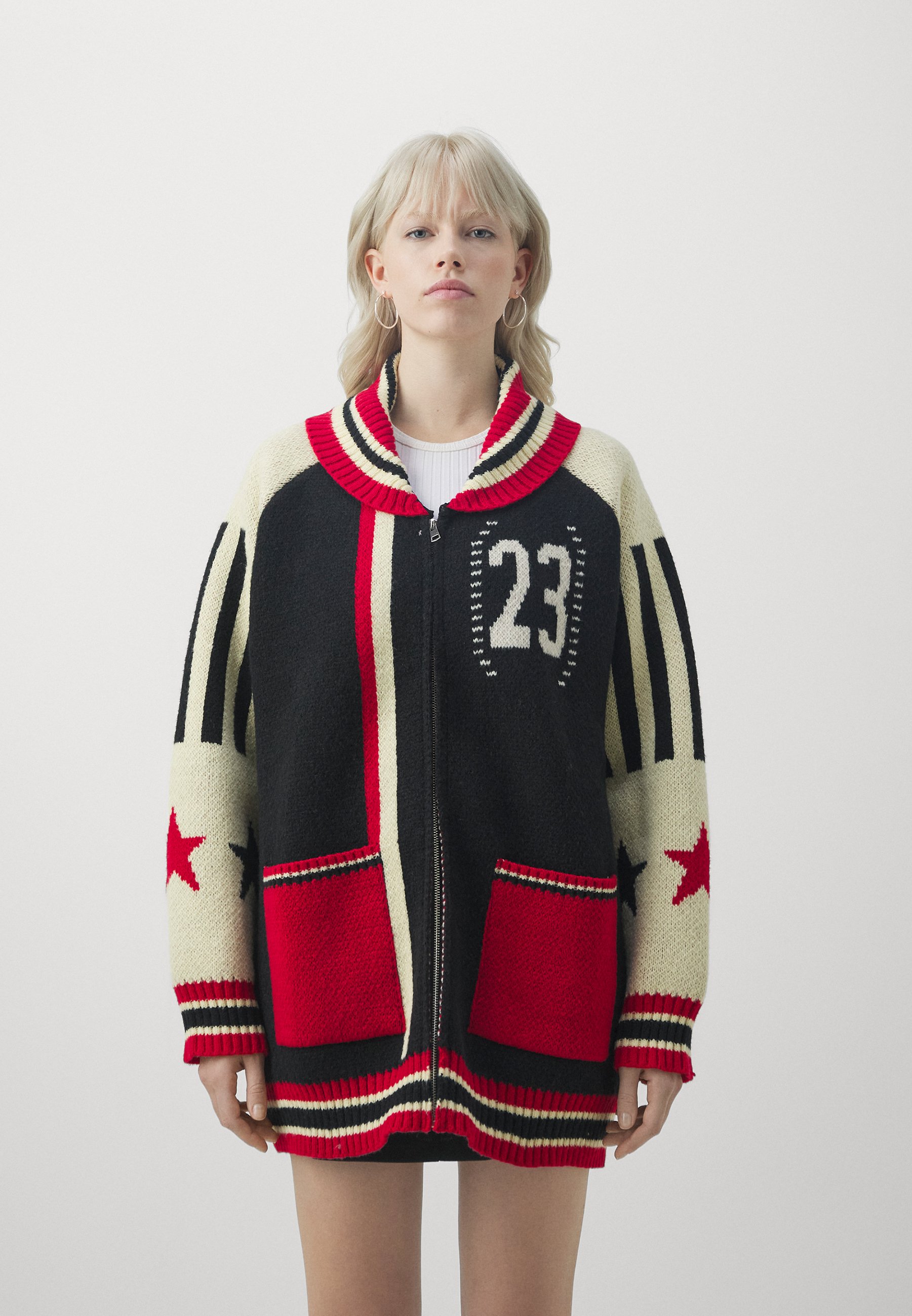 Rare 00’s Archive Piping Design Felt JKT Jaded London TEAM ZIP THROUGH - Strickjacke - dark blue/off-white