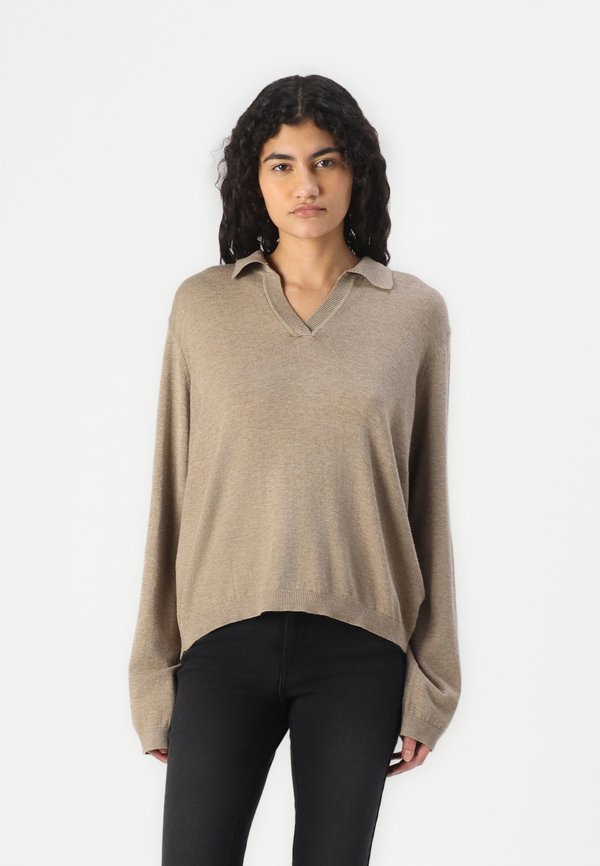 OBJTHESS V NECK - Jumper - fossil melange