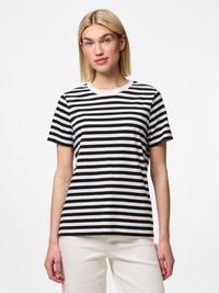 PCRIA TEE STRIPES - T-shirt estampada - black/bright white