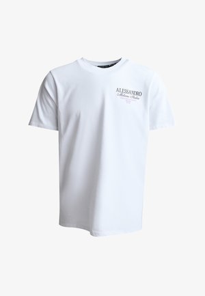Alessandro Zavetti, MONTANELLI T-SHIRT - T-shirt print - optic white black twilight bloom