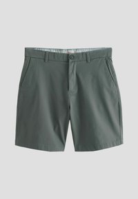 Khaki shorts lavet af letvægtsstof, med en flad front, to sidelommer, en knappelukning og en subtil glans.