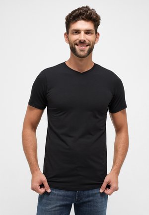 MIT V-HALS AUSSCHNITT - T-shirt basic - schwarz