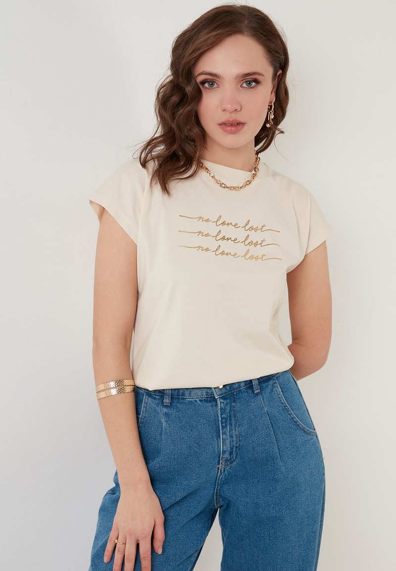 LELA REGULAR FIT - Trükipildiga T-särk - stone colored