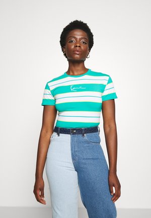 Karl Kani SMALL SIGNATURE STRIPE TEE - T-Shirt print - dark mint