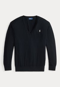 COTTON V-NECK SWEATER - Striktrøje - black