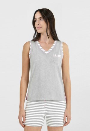 LOHE, PIJAMA DE MUJER CORTO SIN MANGAS RAYAS GRIS SET - Conjunto de pijama - gris
