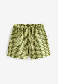 Grønne og gule ternede shorts med elastisk talje. Fremstillet af letvægtsstof med en struktureret overflade.